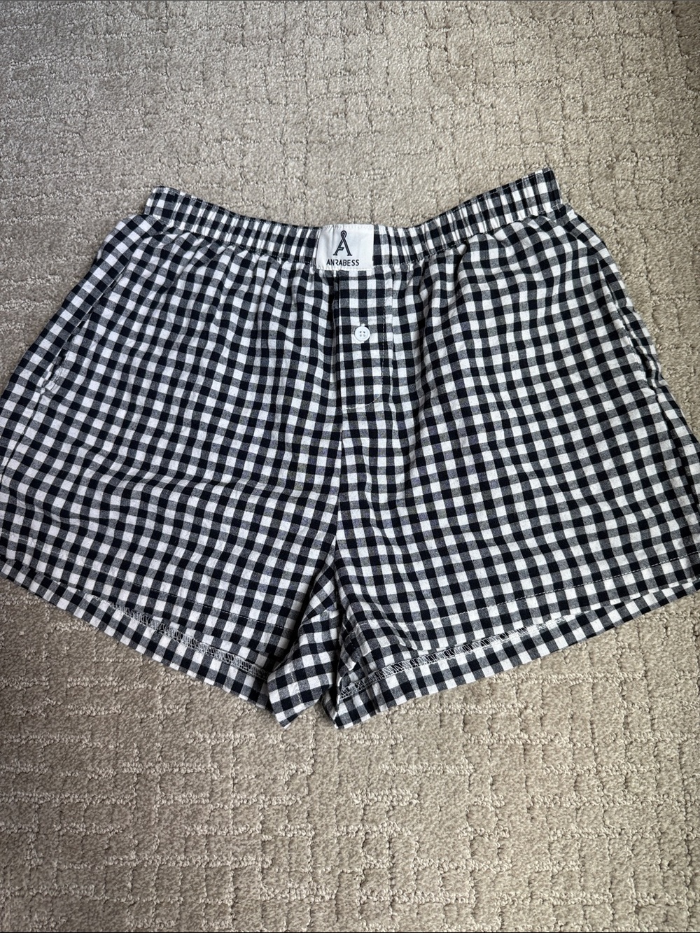Anrabess Black & White Gingham Women’s Boxer Shorts